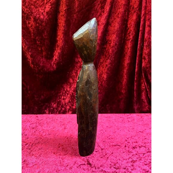 Vintage Oddities - Antique Hand Carved Wood Statue - Cloaked Druid With Staff - Picture 3 of 9